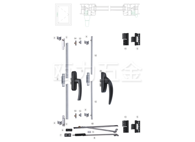 双向铝合内平开配置-欧力五金
